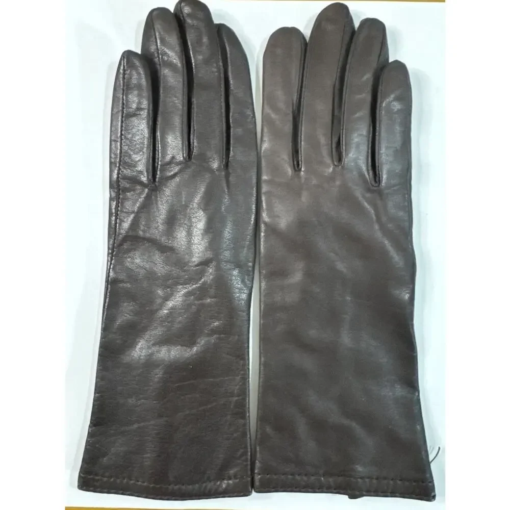 Vintage Grandoe Womens Brown Leather Gloves Small S Lined Winter Driving Classic